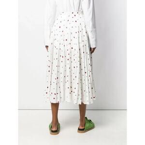 chinti and parker strawberry print skirt White Midi Silk 4